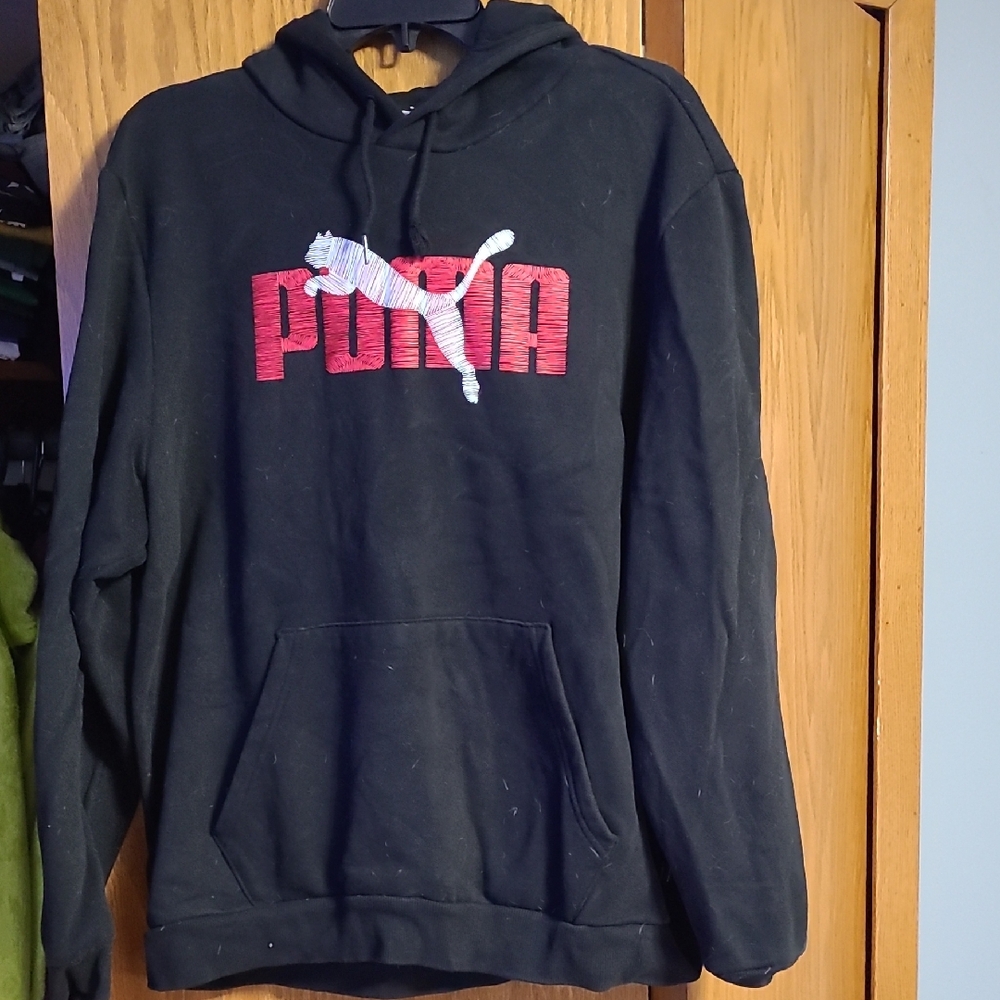 Puma Black Hoodie with Red Logo